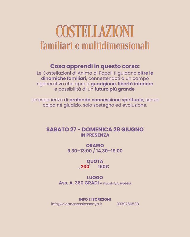 Costellazioni familiari e multidimensionali — dettagli, programma e iscrizioni